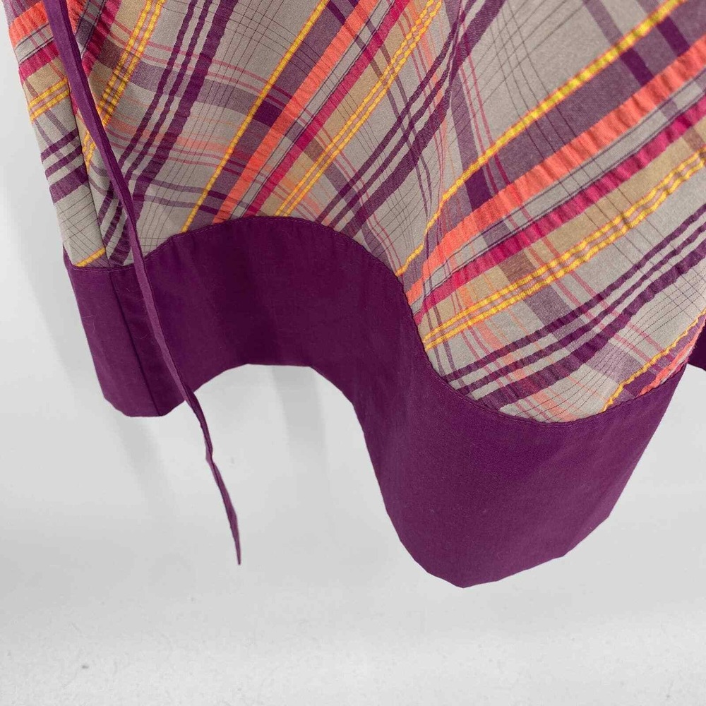 Patagonia Sun Dress Womens 14 Purple Plaid Polyester Organic Cotton Tie back - Picture 7 of 8